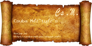Csuba Mátyás névjegykártya